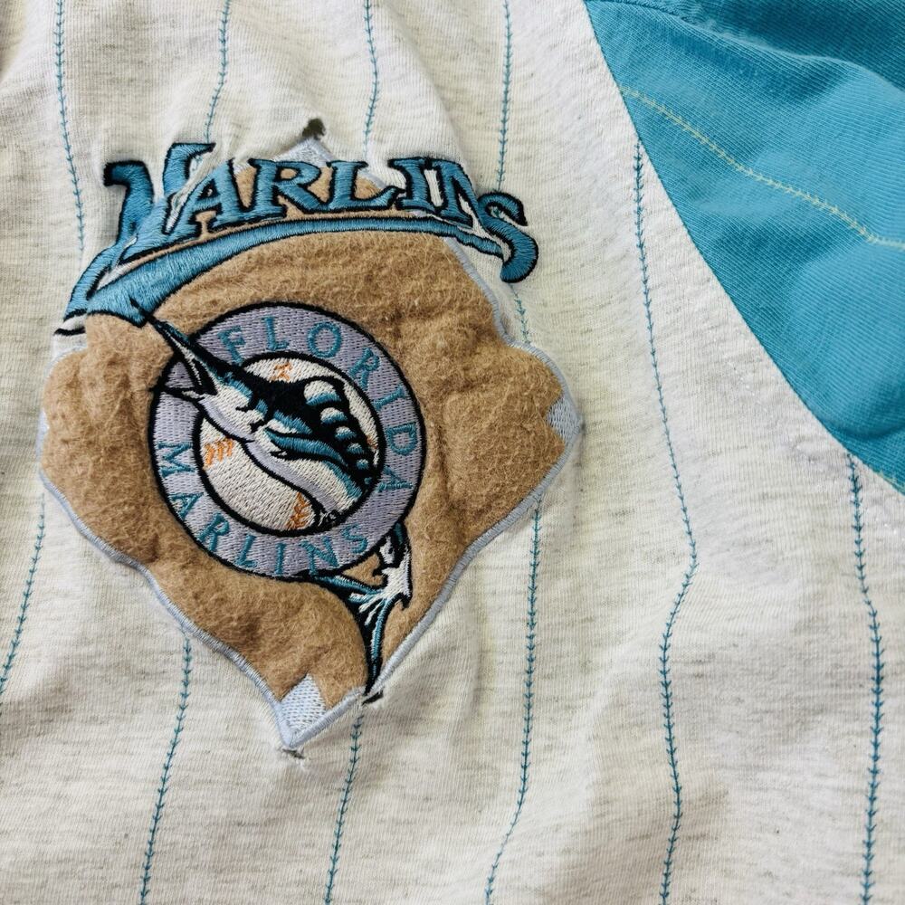 Vintage Florida Marlins 90s Baseball Jersey Shirt Mirage MLB Pinstripe Medium - Picture 7 of 8